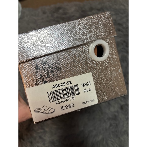 Brown leather Slide Sandals Women size 11 with Memory Foam Slippers NEW NWT - Picture 6 of 8